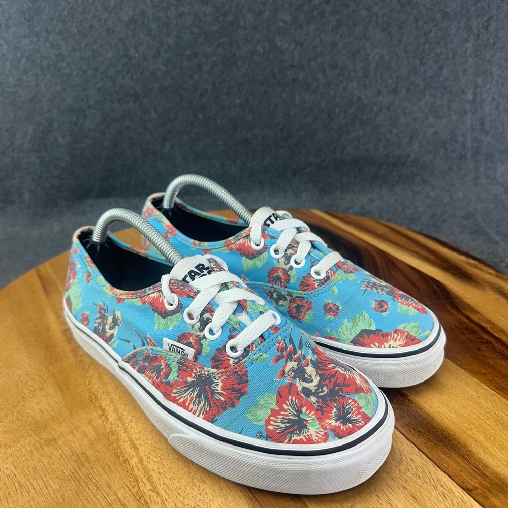 Vans Star Wars Authentic Yoda Aloha Floral Sneakers Blue Red Women 7 Men 5.5 - Picture 2 of 16